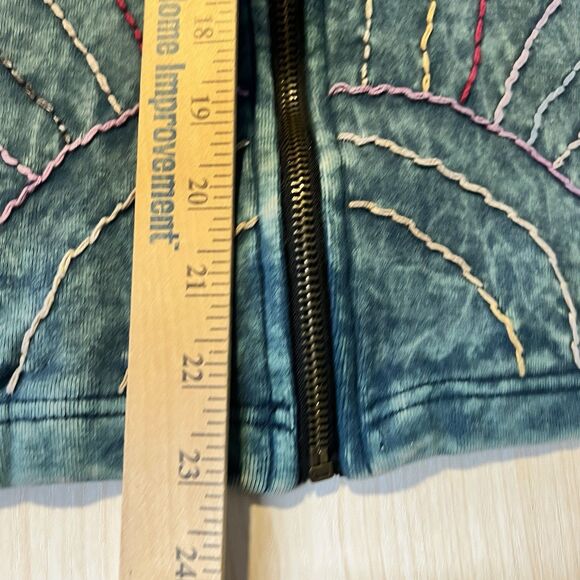 Rising International Hoodie M Boho Zip Up Jacket Patchwork Nepal Sun Abstract - Picture 4 of 5